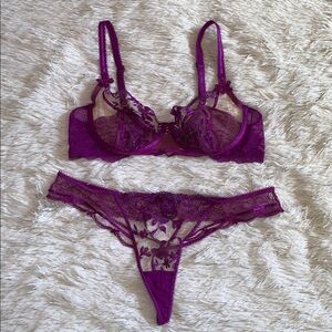 Honey Birdette Sabrina Deep Purple Lace Bra Set